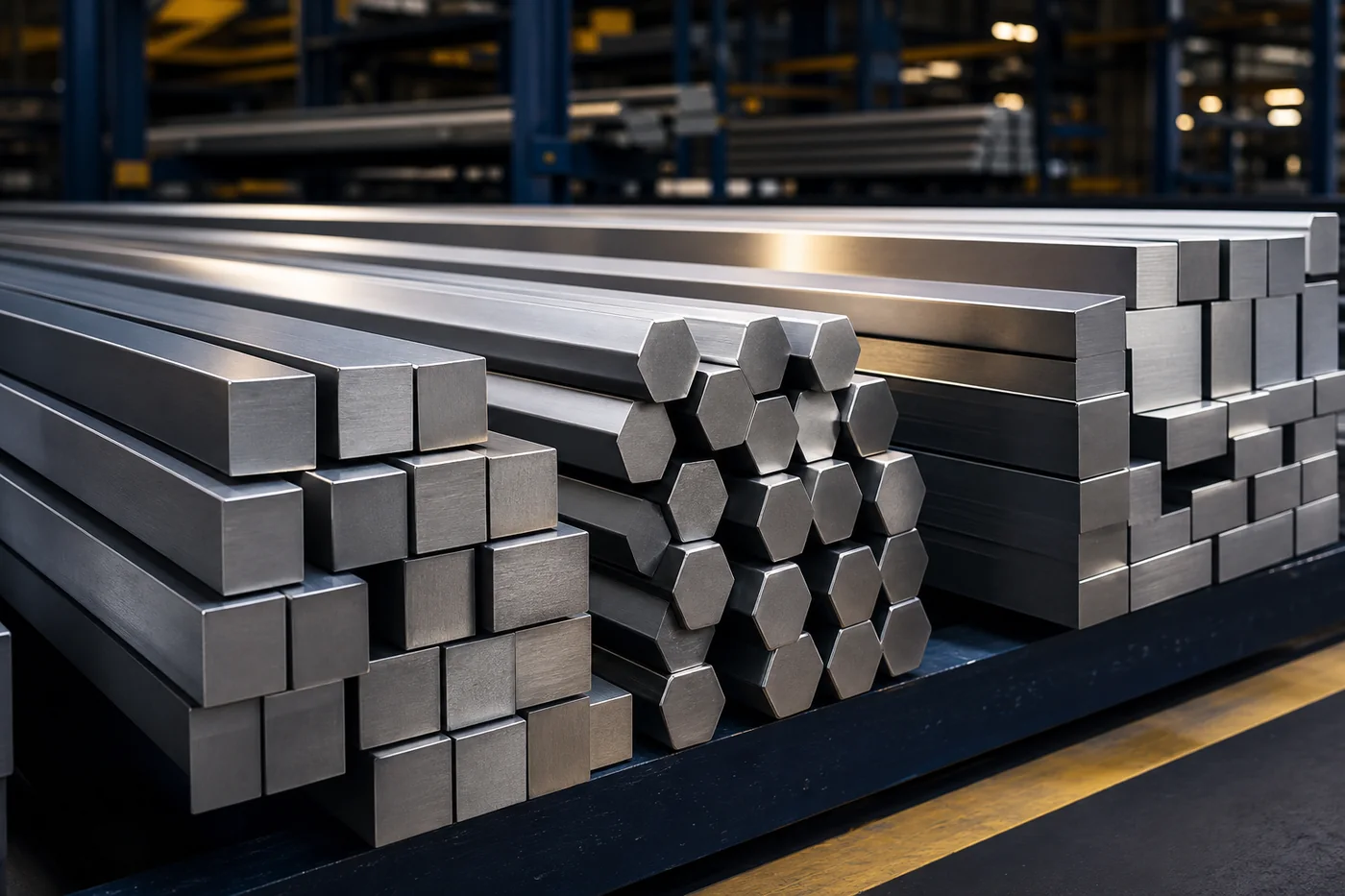 Stainless steel square hex and rectangular solid bars