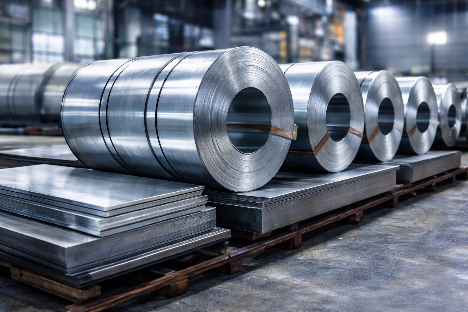 Sheets, plates and coils in industrial metals