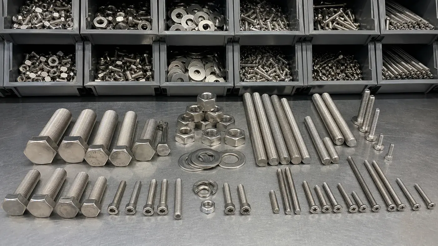 Stainless steel fasteners for industrial assemblies