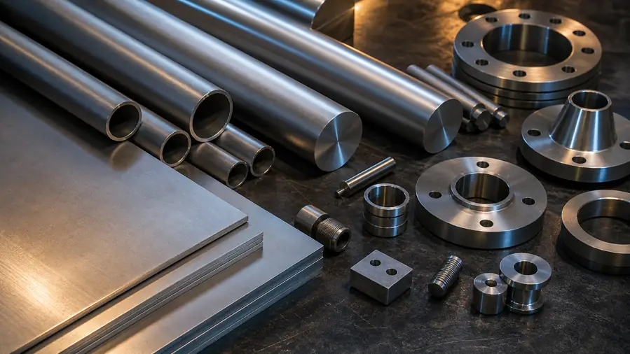 Titanium Grade 2 pipes tubes sheets plates bars flanges fittings and machined components