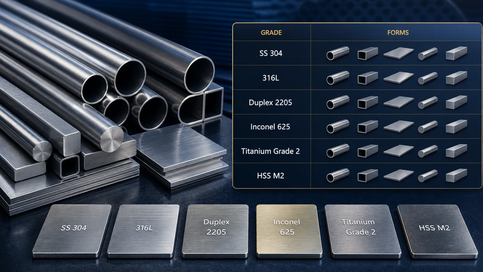 Material grade specification samples for industrial metal RFQs
