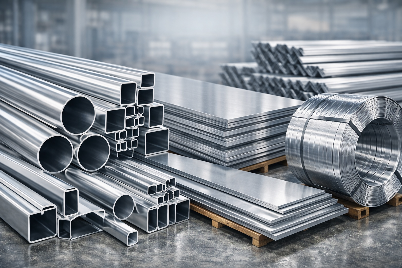 Aluminium sheets, plates, coils, pipes and bars