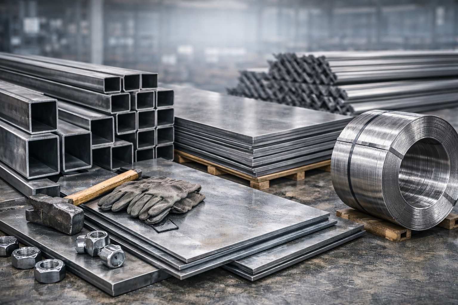 Mild steel sheets, plates, pipes, bars and structural sections