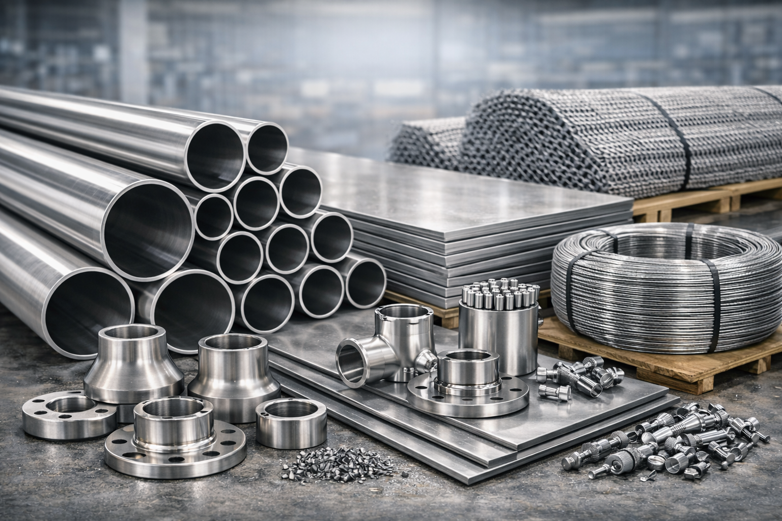 Titanium sheets, plates, pipes, bars and flanges